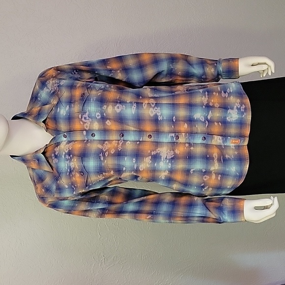 TWENTY X Plaid Bleached Snap Button Down Western Rockabilly Rodeo Shirt - Picture 3 of 6
